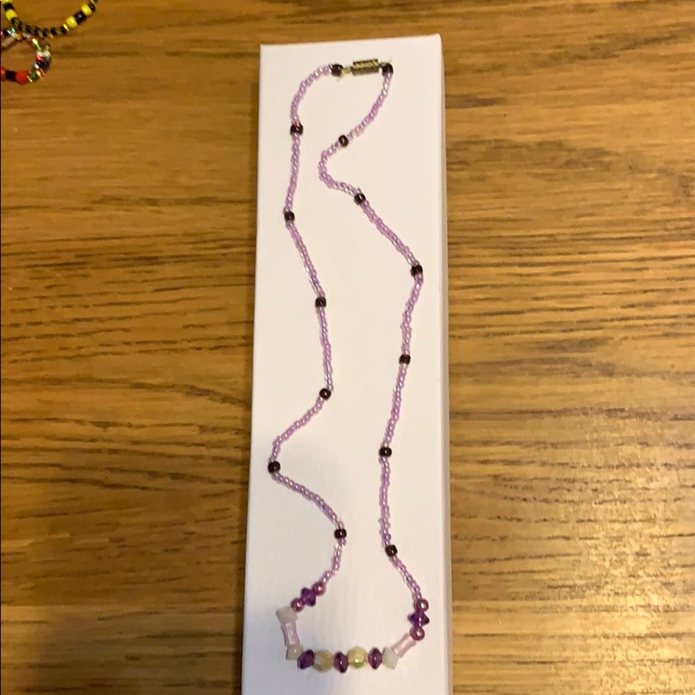 Color Lilac and deep purple and iridescent beads